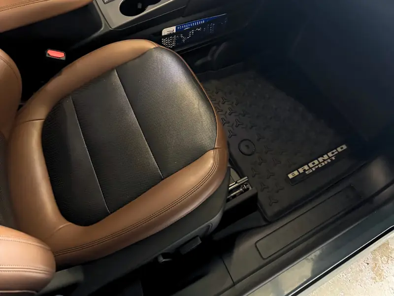 Bronco Sport leather seats with detailed floor mats